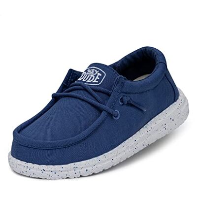 HEYDUDE Hey Dude Wally Youth Slub Canvas mockasin, äkta blå, 34 EU, True Blue, 34 EU HEYDUDE Hey Dude Wally Youth Slub Canvas mockasin, äkta blå, 34 EU, True Blue, 34 EU