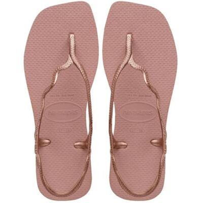 Havaianas Soleil, eleganta sandaler, hållbara och bekväma, T-formad, ryggstängning, vågiga remmar och sula med fyrkantiga kanter, dam, Roséguld metallic, 35/36 EU Havaianas Soleil, eleganta sandaler, hållbara och bekväma, T-formad, ryggstängning, vågiga remmar och sula med fyrkantiga kanter, dam, Roséguld metallic, 35/36 EU