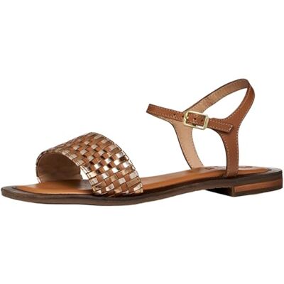 Geox Damer D Sozy QC C platt sandal, kamel/LT guld, 37,5 EU Geox Damer D Sozy QC C platt sandal, kamel/LT guld, 37,5 EU