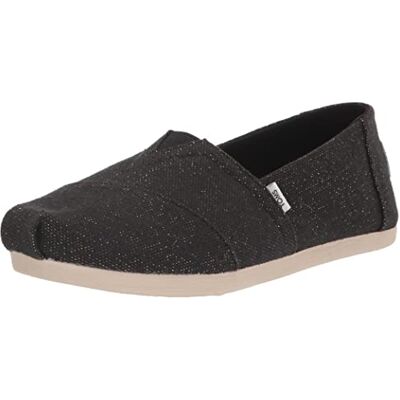 TOMS Alpargata tryck glitter loafer platt, Svart, 42 EU TOMS Alpargata tryck glitter loafer platt, Svart, 42 EU