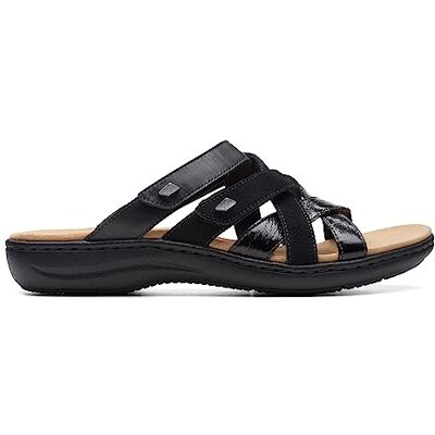 Clarks kvinnors Laurieann Bali glidsandal, Svart läder, 37.5 EU Clarks kvinnors Laurieann Bali glidsandal, Svart läder, 37.5 EU