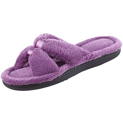 Isotoner Damtoffla, innesko, X-Slide toffel, satin-kant med minnesskum, Ultraviolett, 37.5/38 EU Isotoner Damtoffla, innesko, X-Slide toffel, satin-kant med minnesskum, Ultraviolett, 37.5/38 EU