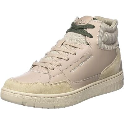 Tommy Hilfiger Th Basket Core Midcut LTH Cupsole Sneaker, Kashmirkräm, 40 EU Tommy Hilfiger Th Basket Core Midcut LTH Cupsole Sneaker, Kashmirkräm, 40 EU