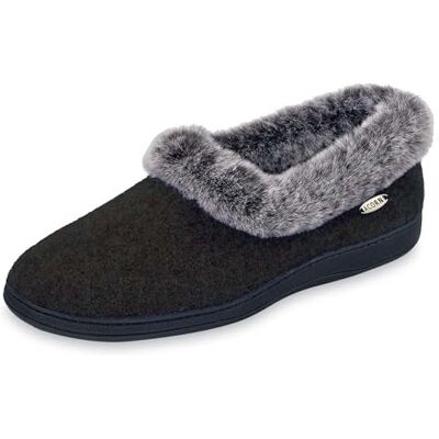 Acorn Women's Faux Chinchilla Collar Slipper Black Acorn Women's Faux Chinchilla Collar Slipper Black