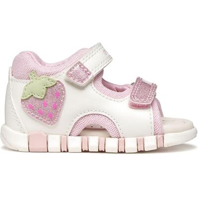 Geox Babyflicka B IUPIDOO Gir Sandal, vit/pink, 24 EU Geox Babyflicka B IUPIDOO Gir Sandal, vit/pink, 24 EU