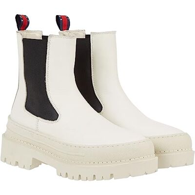 Tommy Jeans Tommy Hilfiger Dam Tjw Chelsea Foxing Boot Mid, gräddvit (Rich Cream), 36 EU Tommy Jeans Tommy Hilfiger Dam Tjw Chelsea Foxing Boot Mid, gräddvit (Rich Cream), 36 EU