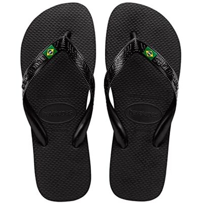Havaianas Brasilien topp, bekväma, hållbara och lätta flip flops med halkfri sula, Brasiliens flagga på ränderna, unisex för vuxna, Svart, 45/46 EU Havaianas Brasilien topp, bekväma, hållbara och lätta flip flops med halkfri sula, Brasiliens flagga på ränderna, unisex för vuxna, Svart, 45/46 EU