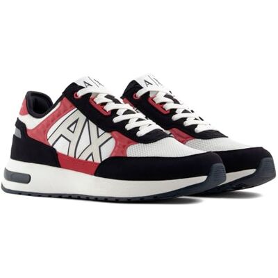 Giorgio Armani Male Dusseldorf Embossed geometriska motiv, spets up sneakers, flerfärgad, 39, Off Wht Cardin Navy, 39 EU Giorgio Armani Male Dusseldorf Embossed geometriska motiv, spets up sneakers, flerfärgad, 39, Off Wht Cardin Navy, 39 EU