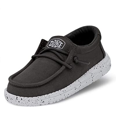HEYDUDE Hey Dude Wally Youth Slub Canvas mockasin, mörkgrå, 33 EU, Mörkgrå, 33 EU HEYDUDE Hey Dude Wally Youth Slub Canvas mockasin, mörkgrå, 33 EU, Mörkgrå, 33 EU