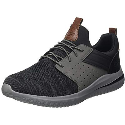 Skechers USA Men's Men's Delson 3.0-Cicada Knitted Bungee Lace Slip On, Bkgy, 12 Wide Skechers USA Men's Men's Delson 3.0-Cicada Knitted Bungee Lace Slip On, Bkgy, 12 Wide