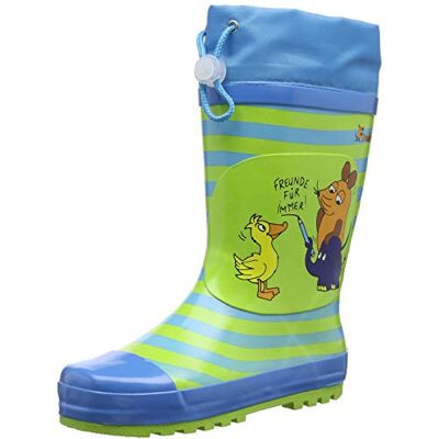 Playshoes Unisex barn gummistövlar mus och elefant, blå, 22/23 EU Playshoes Unisex barn gummistövlar mus och elefant, blå, 22/23 EU