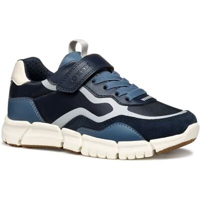 Geox Jungen J Flexyper Boy A Sneaker, Marinblå ljusgrå, 1 UK Geox Jungen J Flexyper Boy A Sneaker, Marinblå ljusgrå, 1 UK