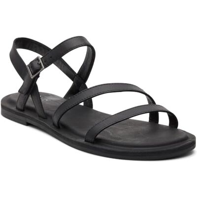 TOMS Kira platt sandal för kvinnor, svart läder, 3 UK, Svart läder, 35.5 EU TOMS Kira platt sandal för kvinnor, svart läder, 3 UK, Svart läder, 35.5 EU