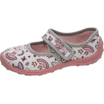 Fischer Markenschuh Fischer Flicka Boogy-tofflor, Grå ros, 28 EU Fischer Markenschuh Fischer Flicka Boogy-tofflor, Grå ros, 28 EU