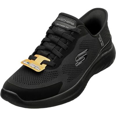 Skechers Herr handsfree Slip-ins Bounder 2.0 EMERGED Sneaker, Svart nät syntetisk, 42 EU Skechers Herr handsfree Slip-ins Bounder 2.0 EMERGED Sneaker, Svart nät syntetisk, 42 EU