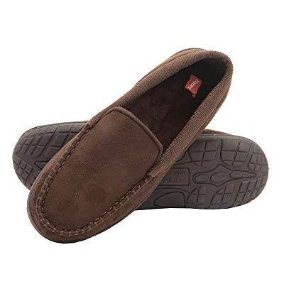 Hanes Mens Moccasin Slipper House Shoe With Indoor Outdoor Memory Foam Sole Fresh IQ Odor Protection, Brown/Brown, Large Hanes Mens Moccasin Slipper House Shoe With Indoor Outdoor Memory Foam Sole Fresh IQ Odor Protection, Brown/Brown, Large