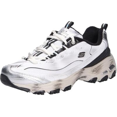 Skechers D'lites Vintage Vision, sneakers för kvinnor, Svart läder + flera trim, 39.5 EU Skechers D'lites Vintage Vision, sneakers för kvinnor, Svart läder + flera trim, 39.5 EU