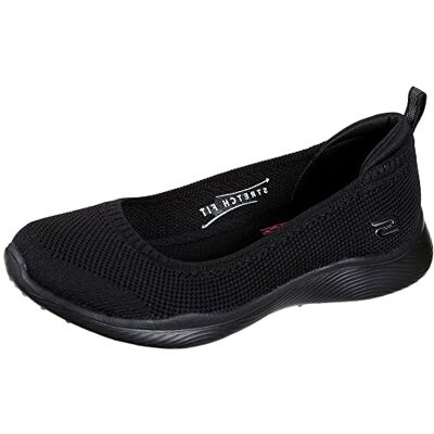 Skechers dam Microburst 2.0 Be Iconic Sneaker, Svart stretch fit stickad skimmer, 2.5 UK Wide Skechers dam Microburst 2.0 Be Iconic Sneaker, Svart stretch fit stickad skimmer, 2.5 UK Wide