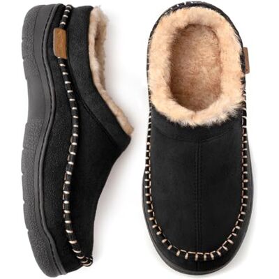 Zigzagger Moccasin-tofflor för män, varma mocka-tofflor med Memory Foam för inomhus och utomhus, Svart, 42/43 EU Zigzagger Moccasin-tofflor för män, varma mocka-tofflor med Memory Foam för inomhus och utomhus, Svart, 42/43 EU