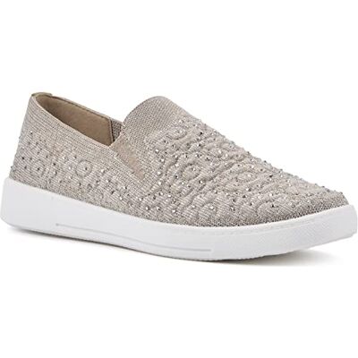 WHITE MOUNTAIN Dam enhet sneakers, guld tyg, 40 EU WHITE MOUNTAIN Dam enhet sneakers, guld tyg, 40 EU