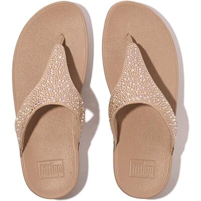 Fitflop dam Lulu kristall-mix tå-post sandaler, Metallisk klassisk beige, 43 EU Fitflop dam Lulu kristall-mix tå-post sandaler, Metallisk klassisk beige, 43 EU