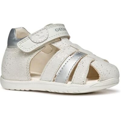 Geox B Macchia Gin Sandal, baby-flicksandaler, Vit/silver, 24 EU Geox B Macchia Gin Sandal, baby-flicksandaler, Vit/silver, 24 EU