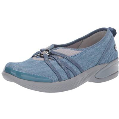 LifeStride BZees Women's Niche Slip-On Comfort Ballet Flat,Washed Denim Fabric,6 Wide LifeStride BZees Women's Niche Slip-On Comfort Ballet Flat,Washed Denim Fabric,6 Wide