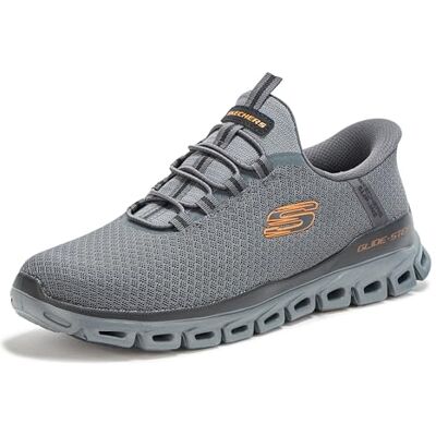 Skechers herr Glide-Step Noxus handsfree slip-on sneaker, Träkol/Orange, 8 Wide Skechers herr Glide-Step Noxus handsfree slip-on sneaker, Träkol/Orange, 8 Wide