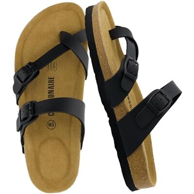 CUSHIONAIRE Dam Luna Kork Fotbädd Sandal med +Komfort, Svart, 8 US Wide CUSHIONAIRE Dam Luna Kork Fotbädd Sandal med +Komfort, Svart, 8 US Wide