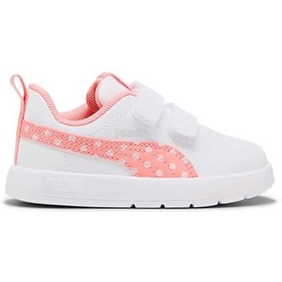 PUMA Courtflex V3 Dotty V PS sneaker flicka, Vit plommon sylt ljus moss, 21 EU PUMA Courtflex V3 Dotty V PS sneaker flicka, Vit plommon sylt ljus moss, 21 EU