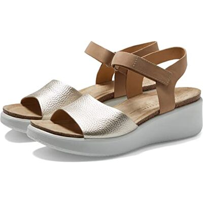 ECCO Flowt Wedge Cork Heeled S sandal, Pure White Gold Powder, 38 EU ECCO Flowt Wedge Cork Heeled S sandal, Pure White Gold Powder, 38 EU