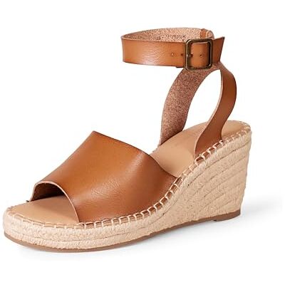 Amazon Essentials Women's Comfortable Wedge Espadrille Sandal, Tan, 7 Amazon Essentials Women's Comfortable Wedge Espadrille Sandal, Tan, 7