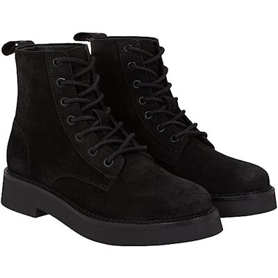Tommy Jeans Tommy Hilfiger Dam Tjw snörning stövel mocka mitten, Svart, 38 EU Tommy Jeans Tommy Hilfiger Dam Tjw snörning stövel mocka mitten, Svart, 38 EU