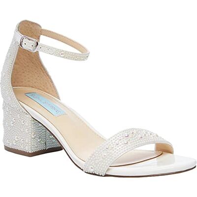Betsey Johnson Betsey Blue Johnson Women's Mari Heeled Sandal, White, 7.5 M US Betsey Johnson Betsey Blue Johnson Women's Mari Heeled Sandal, White, 7.5 M US