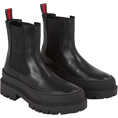 Tommy Jeans Tommy Hilfiger Dam Tjw Chelsea Foxing Boot Mid, Svart, 37 EU Tommy Jeans Tommy Hilfiger Dam Tjw Chelsea Foxing Boot Mid, Svart, 37 EU
