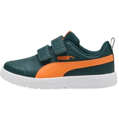 PUMA Unisex Barn Courtflex V3 V Ps Sneaker, Grön terräng orange glo vit, 34 EU PUMA Unisex Barn Courtflex V3 V Ps Sneaker, Grön terräng orange glo vit, 34 EU