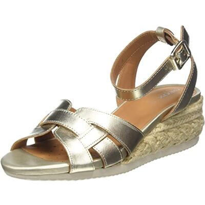 Geox Dam D Ischia Corda Espadrille Wedge Sandal, Guldpläterat guld, 40 EU Geox Dam D Ischia Corda Espadrille Wedge Sandal, Guldpläterat guld, 40 EU