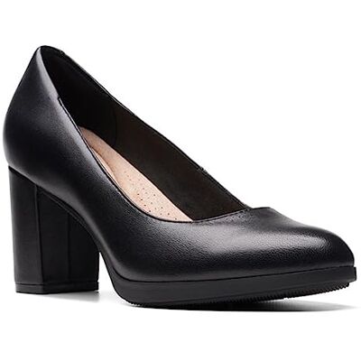 Clarks kvinnors Bayla hopppump, Svart läder, 38 EU Clarks kvinnors Bayla hopppump, Svart läder, 38 EU