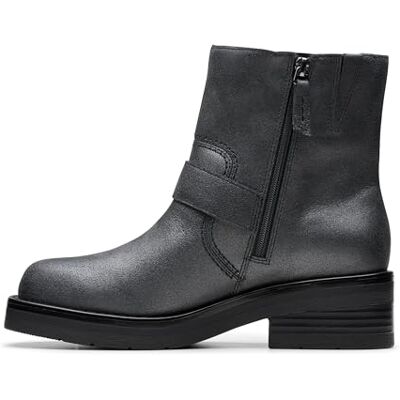 Clarks Rebelle Buckle Womens Pewter Metallic, 5 Clarks Rebelle Buckle Womens Pewter Metallic, 5