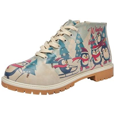 DOGO Kvinnors veganläder, flerfärgade ankelboots med dragkedja Winters is Here Motif-37, Material: Polyester, 37 EU DOGO Kvinnors veganläder, flerfärgade ankelboots med dragkedja Winters is Here Motif-37, Material: Polyester, 37 EU