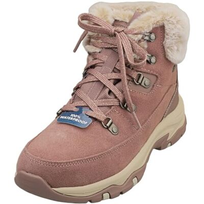 Skechers Dam Trego Snow Worries ankelstövel, Mauve Suede Duraleather fuskpäls, 36 EU Skechers Dam Trego Snow Worries ankelstövel, Mauve Suede Duraleather fuskpäls, 36 EU