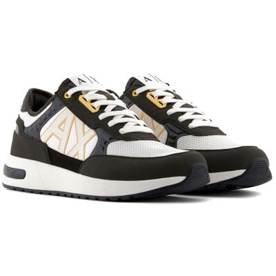 Giorgio Armani Dusseldorf Embossed geometriska motiv sneakers, BLK INK+BLK+OFF WHIT, 40 EU, blk ink blk off white, 40 EU Giorgio Armani Dusseldorf Embossed geometriska motiv sneakers, BLK INK+BLK+OFF WHIT, 40 EU, blk ink blk off white, 40 EU