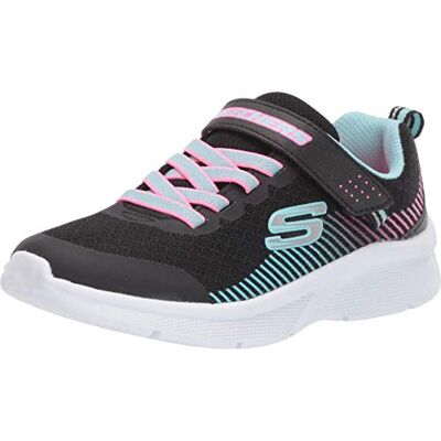 Skechers Microspec Sneaker för flickor, Svart nät aqua neon rosa trim, 2.5 UK Child Skechers Microspec Sneaker för flickor, Svart nät aqua neon rosa trim, 2.5 UK Child