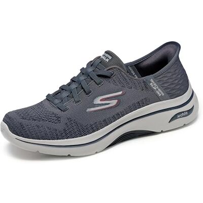 Skechers Herr handsfree Slip-ins Go Walk Arch Fit 2.0 Grand Select 2 Sneaker, Träkol och röd textil, 41 EU Skechers Herr handsfree Slip-ins Go Walk Arch Fit 2.0 Grand Select 2 Sneaker, Träkol och röd textil, 41 EU