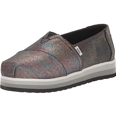 TOMS Flicka, Alpargata plattform slip-on – litet barn & stort barn, Svart glimmer, 13 Big Kid TOMS Flicka, Alpargata plattform slip-on – litet barn & stort barn, Svart glimmer, 13 Big Kid