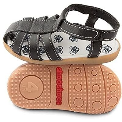 ShooShoos Shoo Shoos Shoes Black tofflor av läder med hård sula, storlek 22 ShooShoos Shoo Shoos Shoes Black tofflor av läder med hård sula, storlek 22