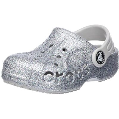 Crocs Unisex barn Baya Clog T, glittersilver, 7 UK Child Crocs Unisex barn Baya Clog T, glittersilver, 7 UK Child