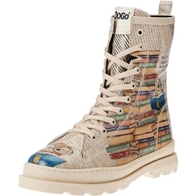 DOGO Dam läder vegan beige långa stövlar med dragkedja The wise owl Motif-37, Beige färg, 37 EU DOGO Dam läder vegan beige långa stövlar med dragkedja The wise owl Motif-37, Beige färg, 37 EU