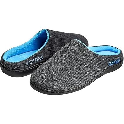 Tanness Tvåfärgade minnesskum herrtofflor anti-svett tofflor med gummisula och slip-on stängning perfekt för inomhus- utomhus- och sommargåvor, Grå, 42.5 EU Tanness Tvåfärgade minnesskum herrtofflor anti-svett tofflor med gummisula och slip-on stängning perfekt för inomhus- utomhus- och sommargåvor, Grå, 42.5 EU