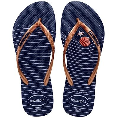 Havaianas damesslipper, marineblauw roségoud marineblauw, 1/2 VK Havaianas damesslipper, marineblauw roségoud marineblauw, 1/2 VK